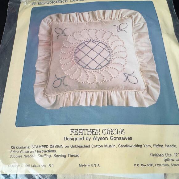 Vintage 1983 Leisure Arts Candlewicking Kit – Feather Circle by Alyson Gonsalves - Picture 5 of 5